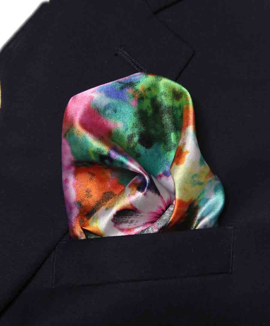 Pañuelo de bolsillo de seda italiana con diseño floral cosido a mano de Gascoigne para hombre