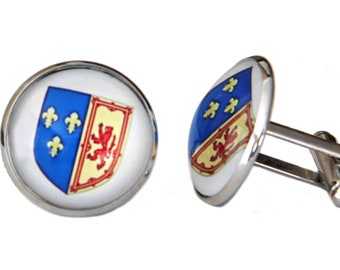 Gascoigne Cufflinks Custom Made Mary Queen of Scots Heraldic Shield Lion Fleur de Lis  Men's