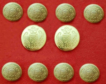 Vintage Jos. A. Bank Blazer Buttons Set Gold Brass Shank Crown Shield Men's X7B 1990s
