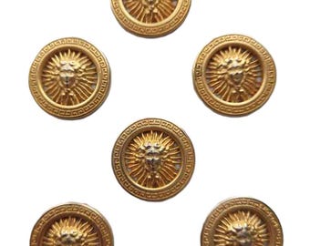 Six Vintage Bob Mackie Blazer Jacket Garment Buttons Brass Shank Medusa 7/8"