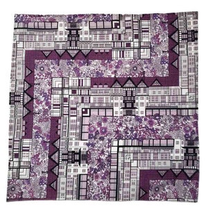 Hand Stitched Cotton Lawn Tudor Belle Fabric Pocket Square Rolled Hem Purple White Black Men&#39;s