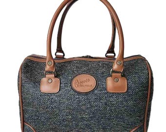 Vintage Ricardo Beverly Hills Tweed & Leather Weekender / Carry-On Bag