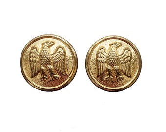 Deux boutons de blazer vintage patriotique aigle tige en laiton doré 3/4 pouce