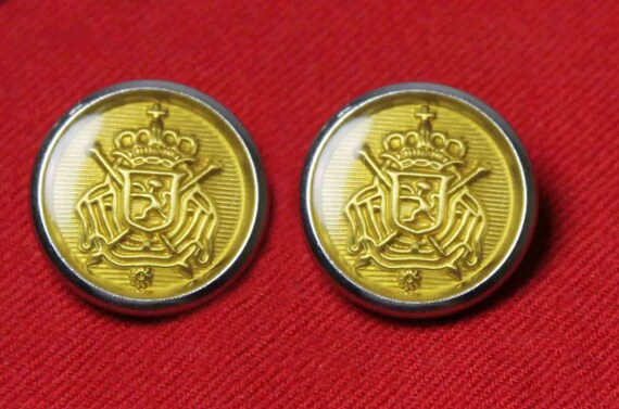 Vintage Cambridge Blazer Buttons Set Gold Brass Shank 1970s Men/'s
