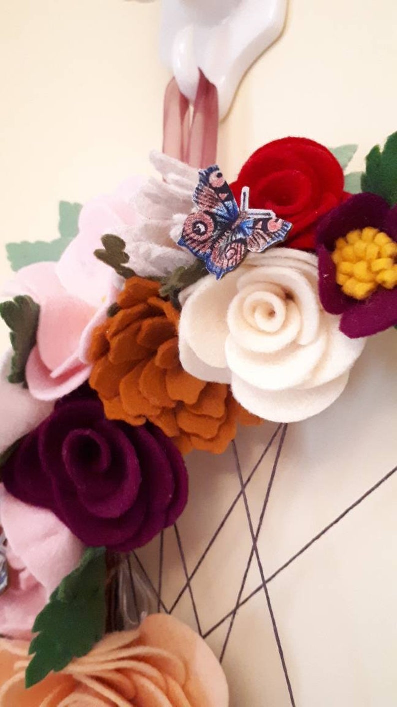 Download Gorgeous handmade felt flower crescent moon wreath with | Etsy