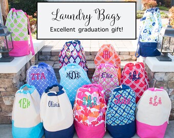 Monogrammed Laundry Bag - Graduation Gift - Laundry Hamper - Monogram Laundry Basket - Monogram Clothes Hamper