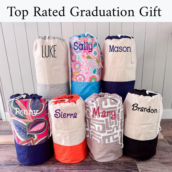Bolsa de lavandería personalizada para graduación: Cesta personalizada para dormitorio universitario