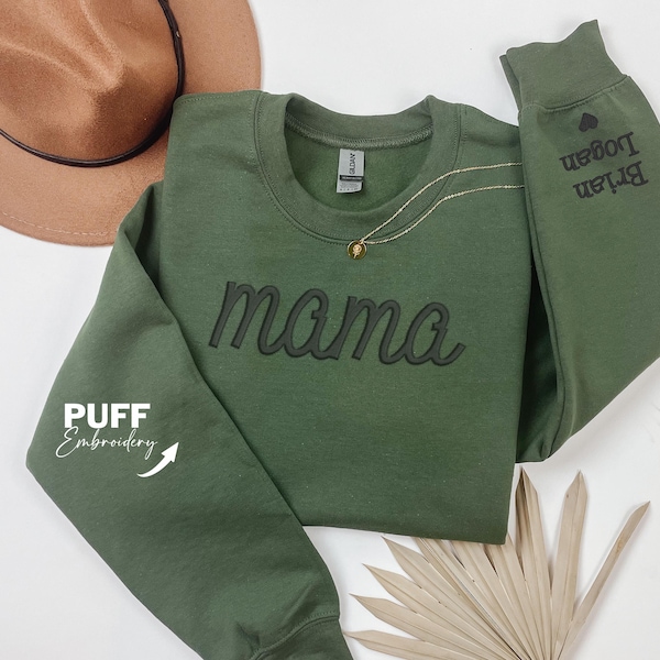 Embroidered Mama sweatshirt | Kids names on sleeve | Sweatshirt for Mama | Personalized w/ child's name on sleeve
