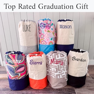 Personalized Laundry Bag, Graduation Gift for College or Camp, Custom Laundry Hamper, Dorm Room or Camp Duffle