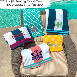 Personalized Beach Towel, Monogrammed Beach Towel, Graduation Gift, Embroidered Towel, Bachelorette Party image 1