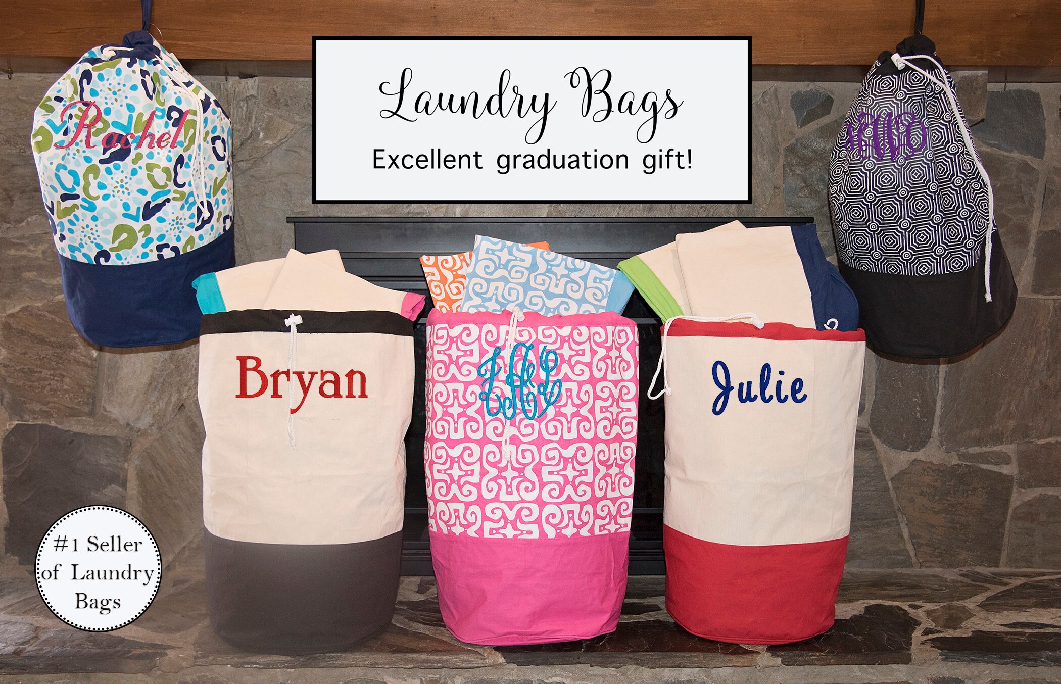Monogrammed Laundry Bag Graduation Gift Laundry Hamper Etsy