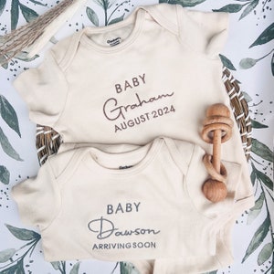 Embroidered Onesies® Brand, Pregnancy Announcement Baby Onesies®, Personalized Baby Onesies® Baby Name Onesie® Girl, Boy, image 4