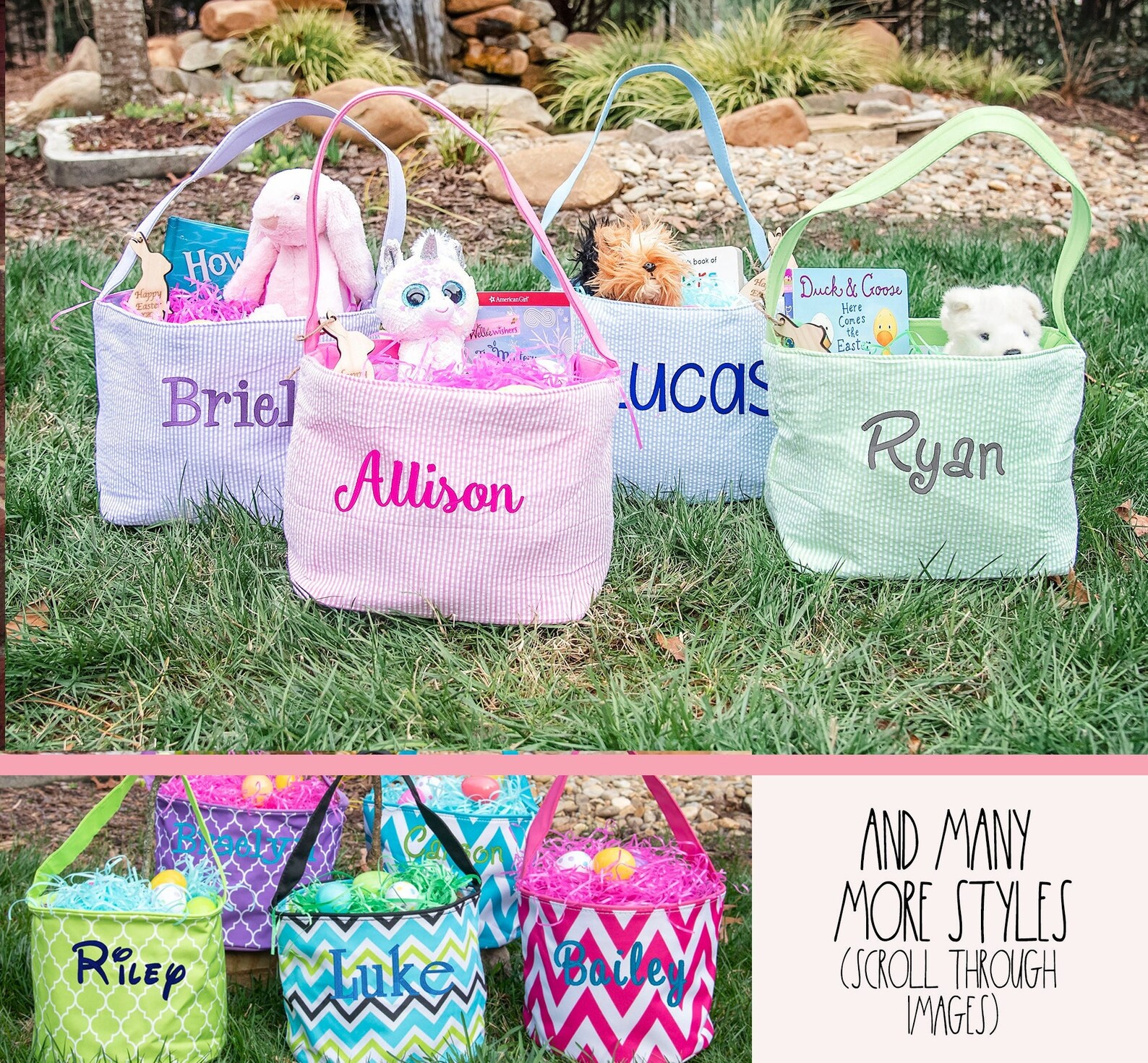 Kids Easter Basket Monogram Easter Basket Personalized Etsy