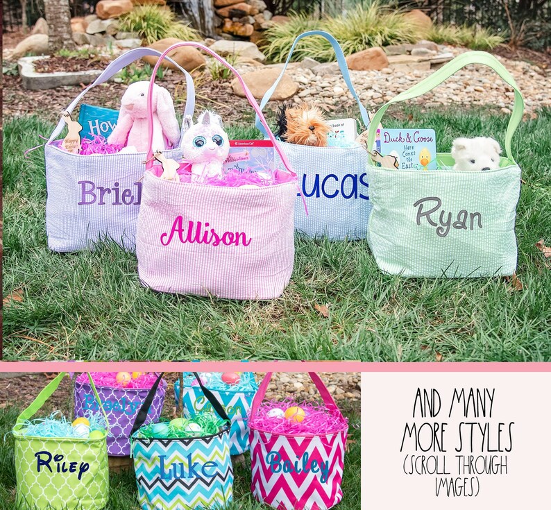 Kids Easter Basket, Monogram Easter Basket, Personalized Easter Basket 