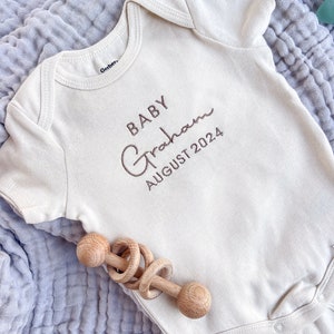 Embroidered Onesies® Brand, Pregnancy Announcement Baby Onesies®, Personalized Baby Onesies® Baby Name Onesie® Girl, Boy, image 8