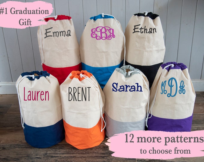 Monogrammed Laundry Bag: Personalized College Dorm Hamper