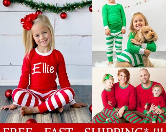 Family Christmas Pajamas, Personalized Family Christmas PJs, Embroidered Family Christmas PJs,