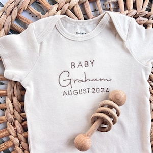 Embroidered Onesies® Brand, Pregnancy Announcement Baby Onesies®, Personalized Baby Onesies® Baby Name Onesie® Girl, Boy, image 7