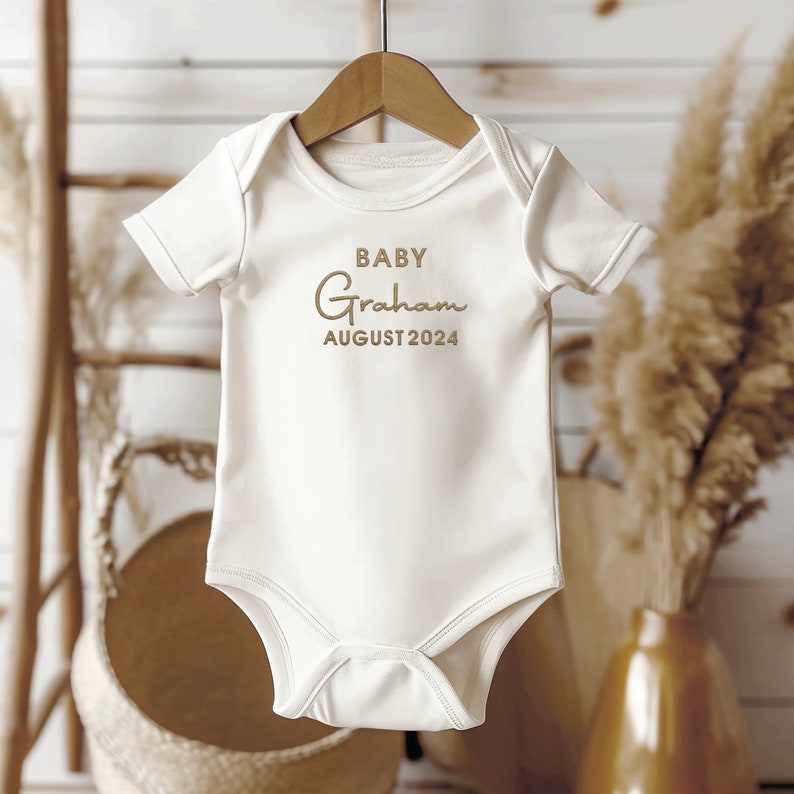 Embroidered Onesies® Brand, Pregnancy Announcement Baby Onesies®, Personalized Baby Onesies® Baby Name Onesie® Girl, Boy, image 2