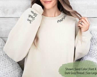 Mama sweatshirt with kids names on sleeve | Children's names on Sleeve | Personalized w/ child's name on sleeve