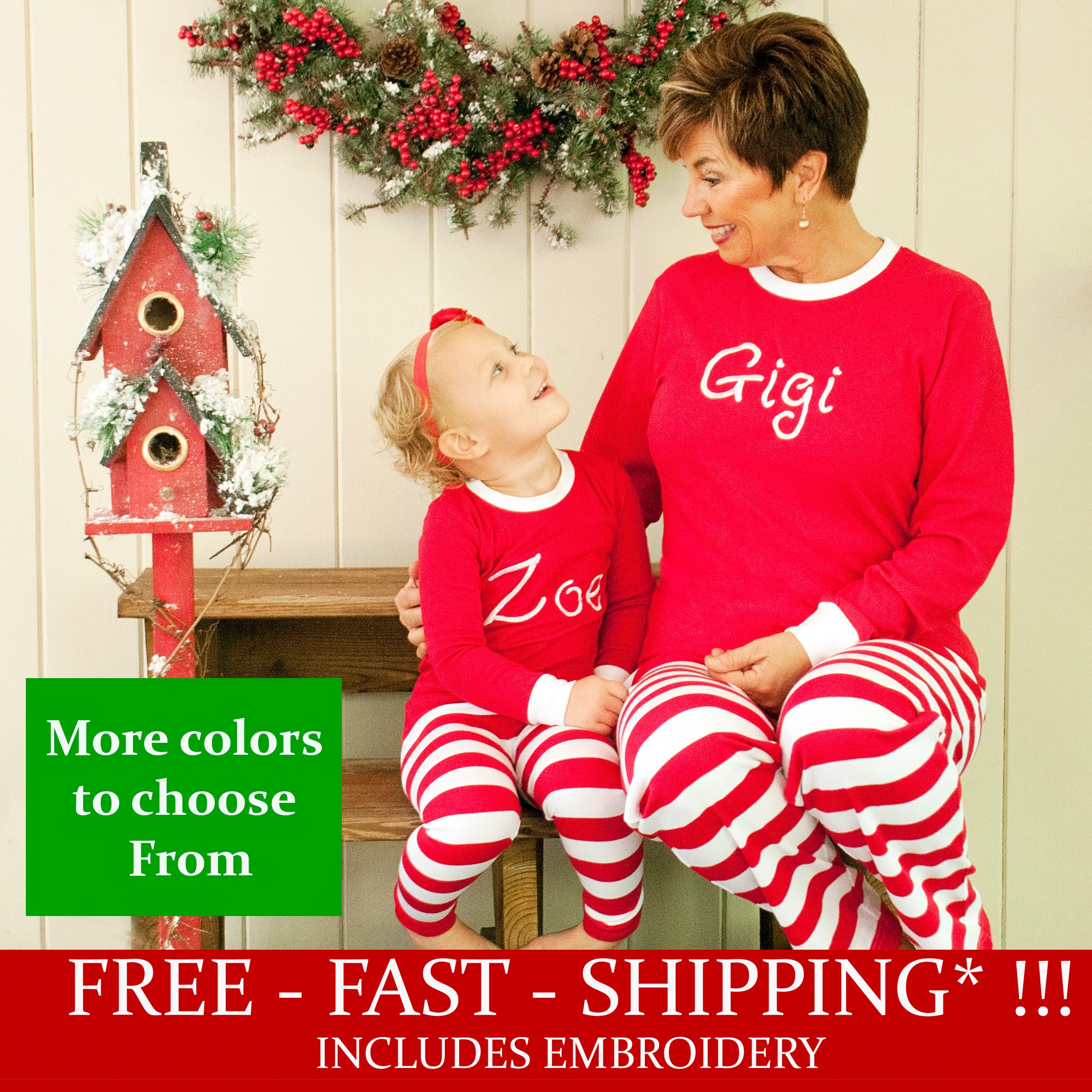 Family Christmas Pajamas, Matching Christmas Pajamas, Personalized Christmas Pajamas,  Family Christmas PJs,