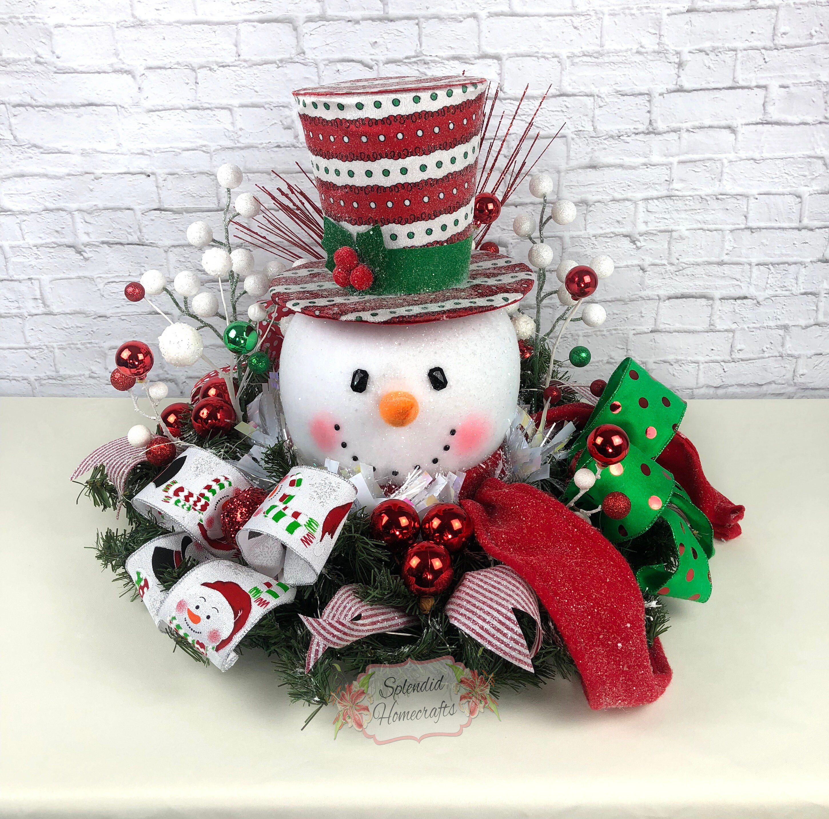 Light up Snowman Centerpiece Christmas Centerpiece Red Top Etsy