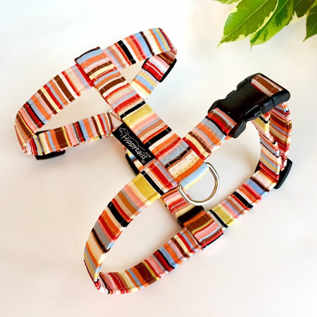 Orange Striped Candy Dog Harness Boy Girl Adjustable Dog Etsy