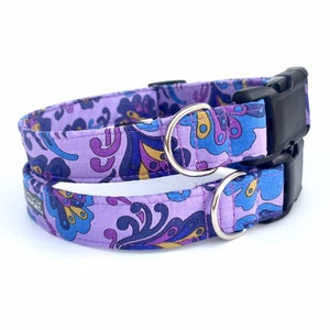 Lilac Paisley Dog Collar, Lavender, Light Purple Dog Collar, Optional Matching Lead available, handmade in UK