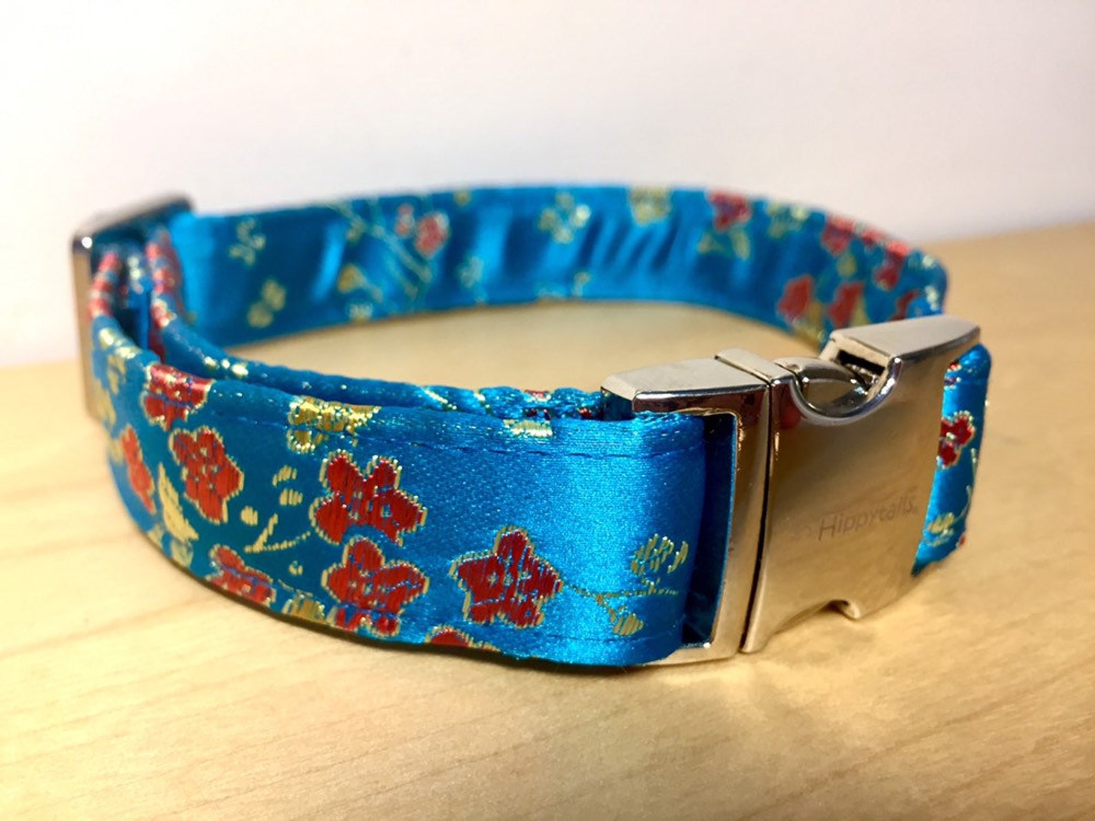 Turquoise Japanese Brocade Dog Collar Floral Designer Girl or Etsy