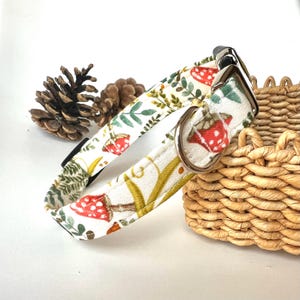 Collar de perro con estampado de setas, collar de perro otoñal con estampado de setas, collar de perro de otoño, collar de perro unisex, correa opcional