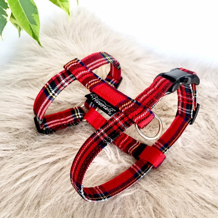 Red Tartan Dog Harness Plaid Dog Harness Boy or Girl Tartan Etsy