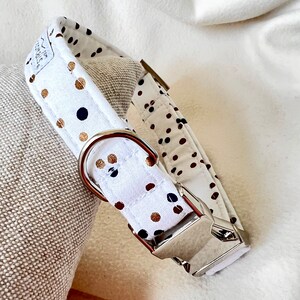Christmas dog collar, festive dog collar, gold dog collar polka dot, polka dot dog collar gold and navy, optional dog lead