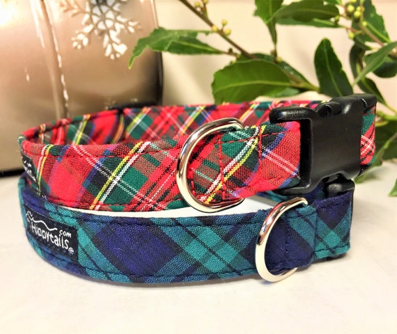 Red tartan plaid dog harness
