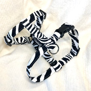 Zebra dog harness, puppy harness zebra print, handmade puppy harness, traditional style animal print dog harness, optional dog lead