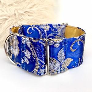 Brocade Martingale Collar, Brocade Greyhound Collar, Sighthound Collar, Ribboned Dog Collar, Wide Dog Collar, Optional Dog Lead