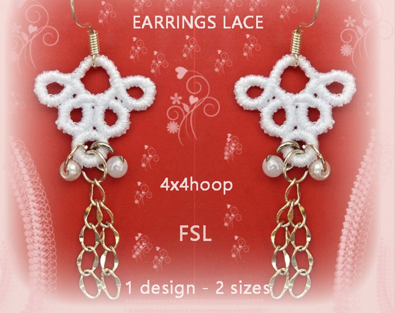 Fsl earrings lace no558f embroidery design 4x4  etsy