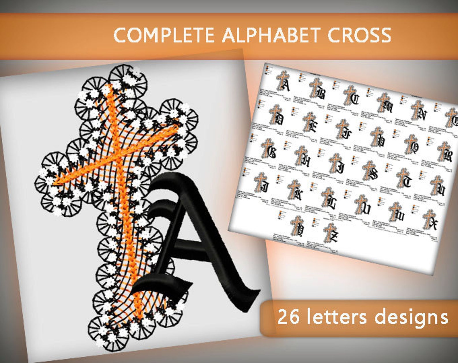 Cross Complete Alphabet No.22 4x4hoop Machine Etsy