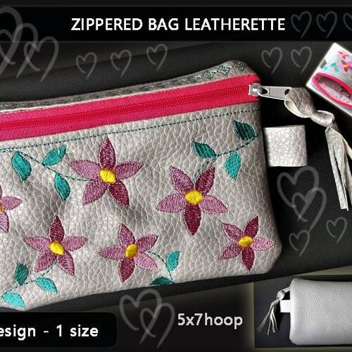 Cosmetic Bag Embroidery Designs Zippered Bag Travel Zip Bag Etsy