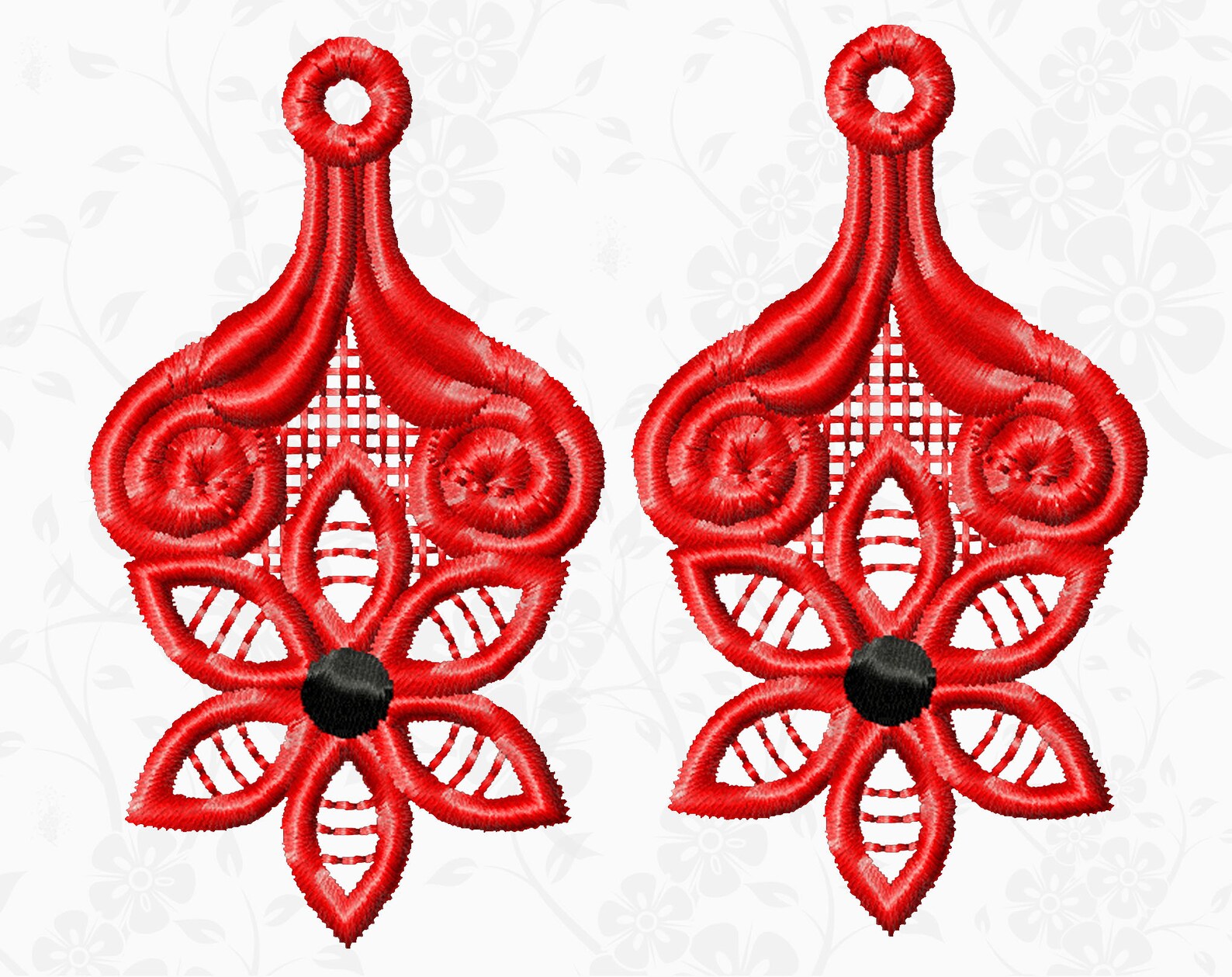 FSL Earrings lace 4x4 hoop machine embroidery file ith Etsy