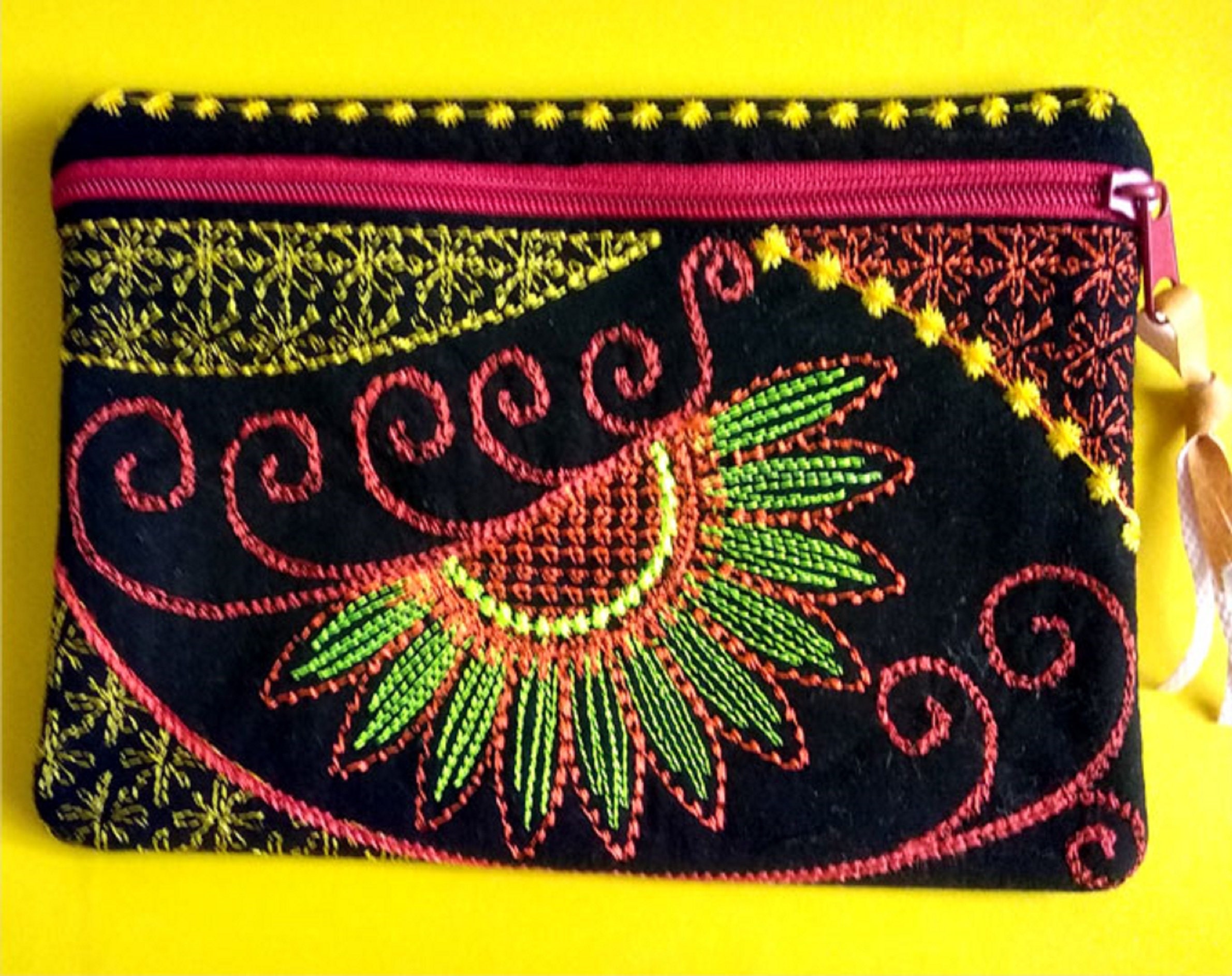 Sunflower bag zippered purse/wallet/pocket flower 4 sizes Etsy