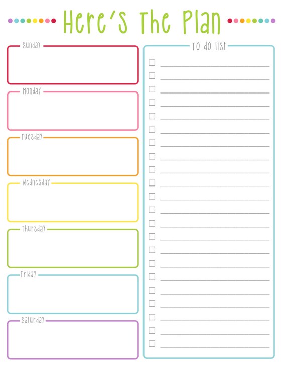 Here S The Plan Weekly To Do List Colorful Dots