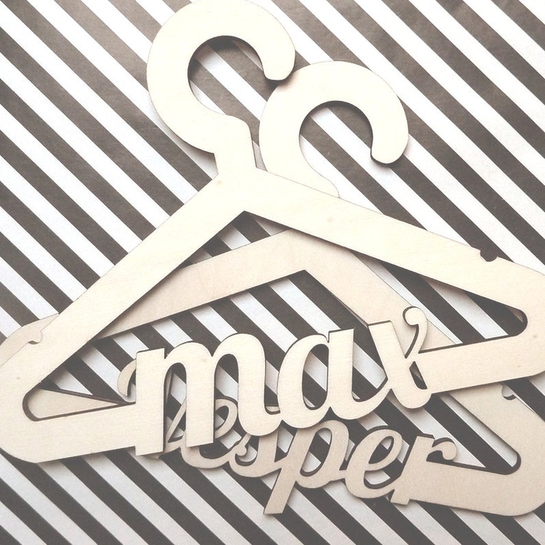 Personalized CLOTHES HANGER Named Laser Cut From Wood Small Etsy