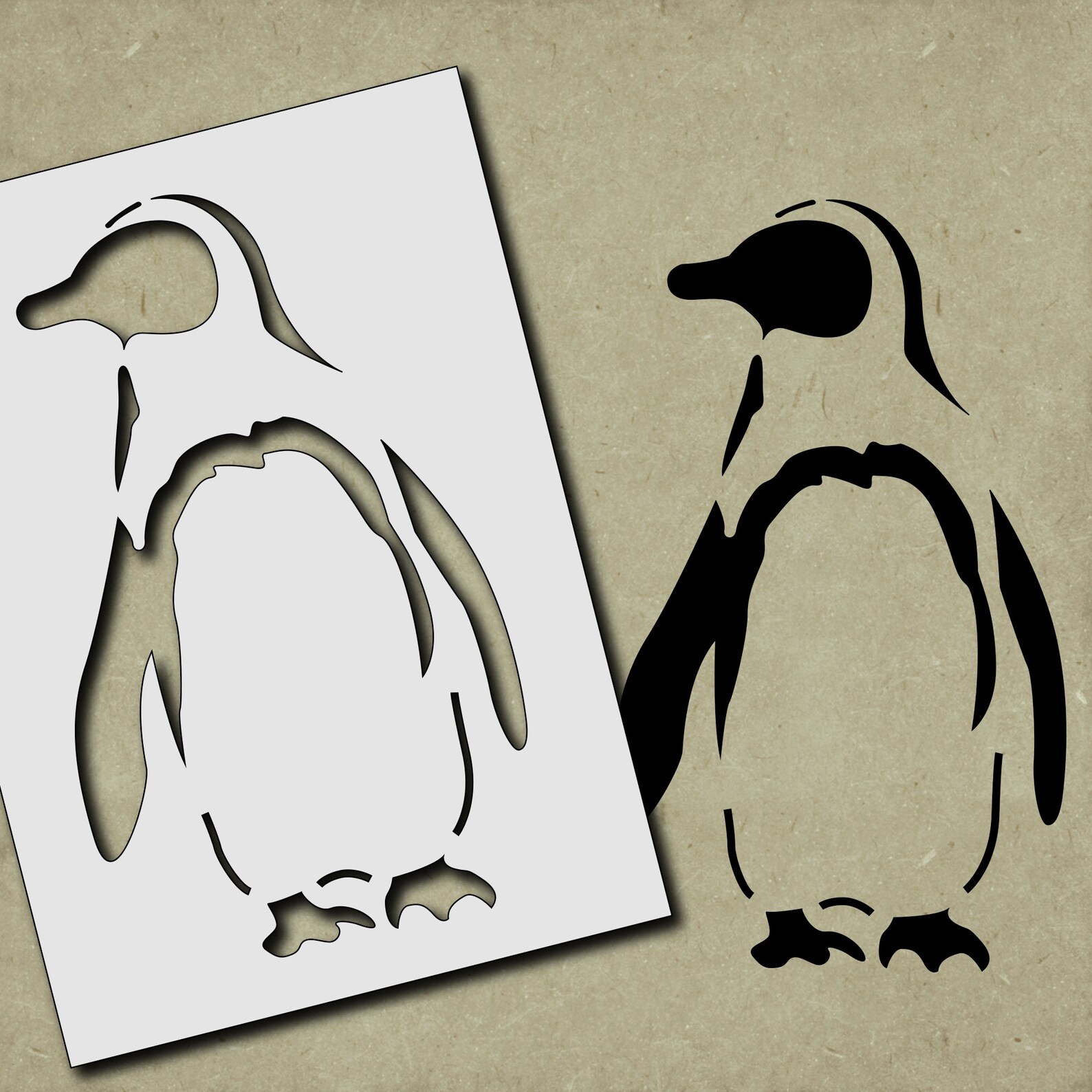 TEMPLATE penguin 15 laser cut reusable stencil | Etsy