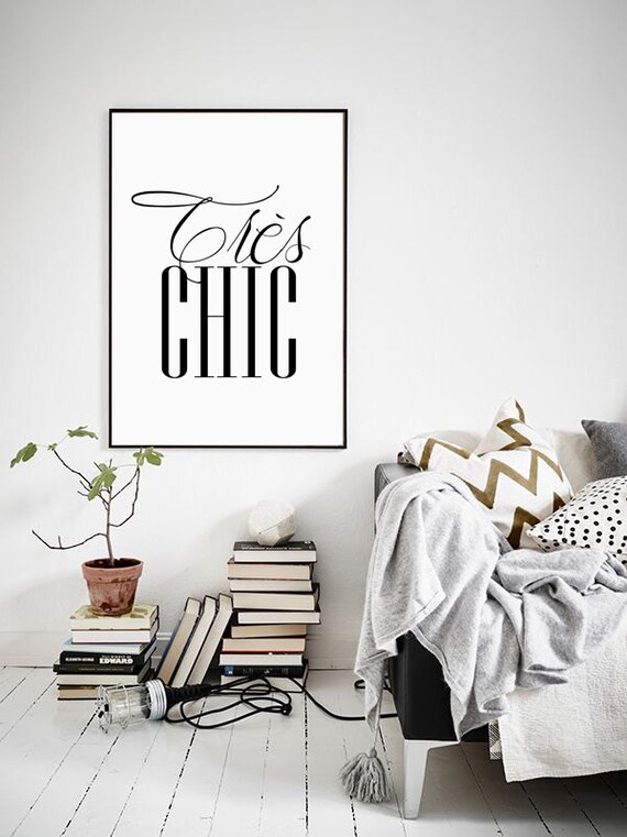 Tres Chic Black And White Print French Decor Printable Art Etsy