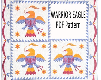 Warrior Eagle: Historic Applique Quilt Pattern. Four Block or Single Block Reproduction Quilt. Civil War Era Patchwork from Barbara Brackman