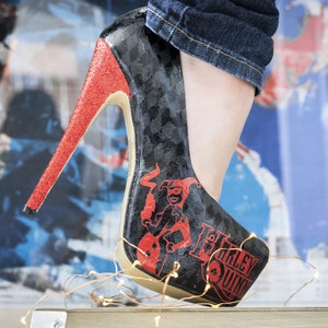 Custom HARLEY QUINN Inspired Incredible Black and Red Heels / - Etsy