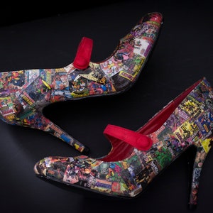 Custom Comic Book Wedding Shoes with Low Heel and Strap for Alternative Wedding / Geek Wedding / Geek Shoes image 10