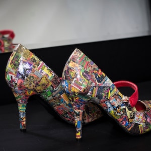 Custom Comic Book Wedding Shoes with Low Heel and Strap for Alternative Wedding / Geek Wedding / Geek Shoes image 8