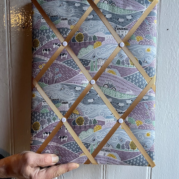 Handmade Fabric Notice Board in a Gorgeous Wildlife / farm Print Fabric