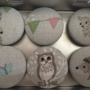 Handmade Fabric Button Magnets in Sophie Allport Fabric